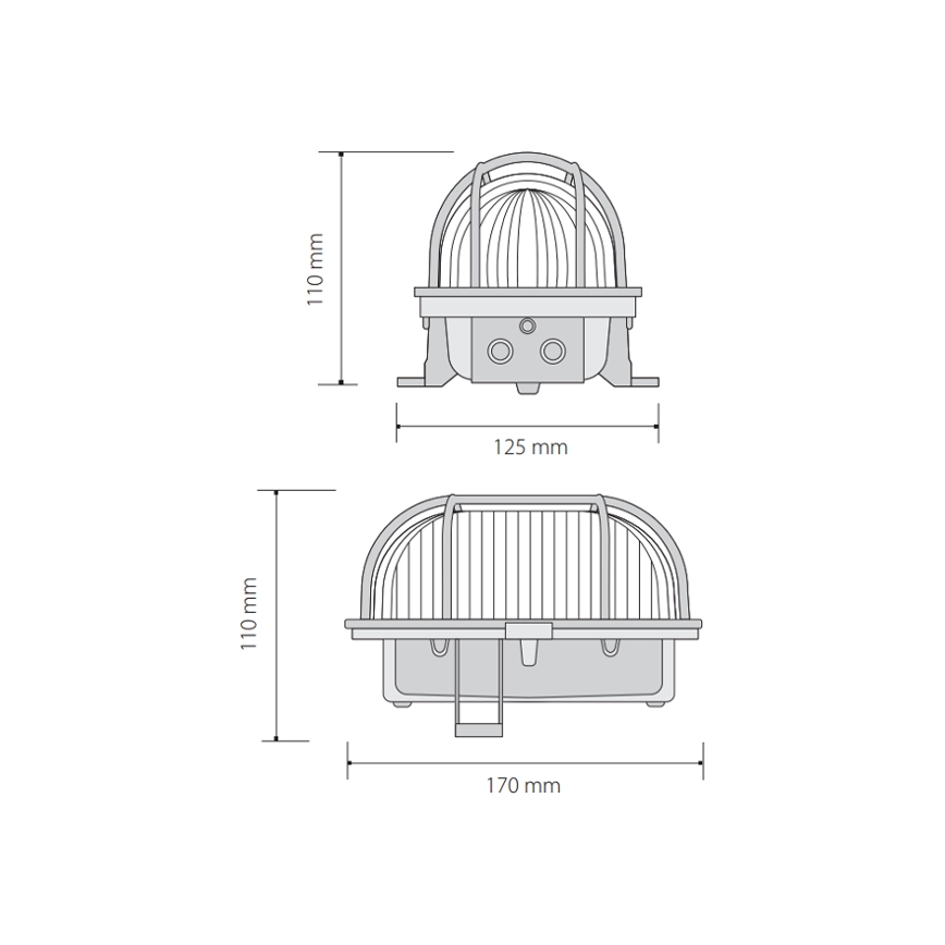 Zunanja stropna svetilka OVAL 1xE27/60W/230V siva IP44