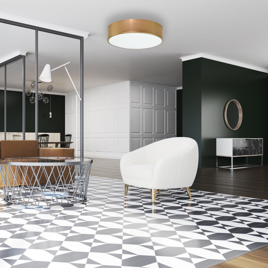 Zunanja stropna svetilka s senzorjem CLEO 2xE27/24W/230V pr. 30 cm zlata IP54