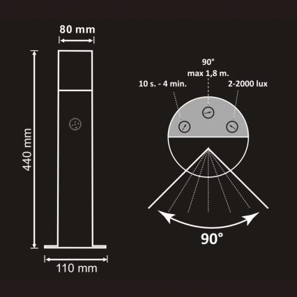 Zunanja svetilka s senzorjem DALLAS 1xE27/12W/230V IP44 antracit