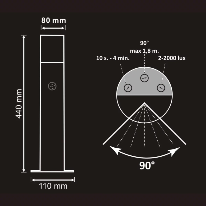 Zunanja svetilka s senzorjem DALLAS 1xE27/12W/230V IP44 antracit