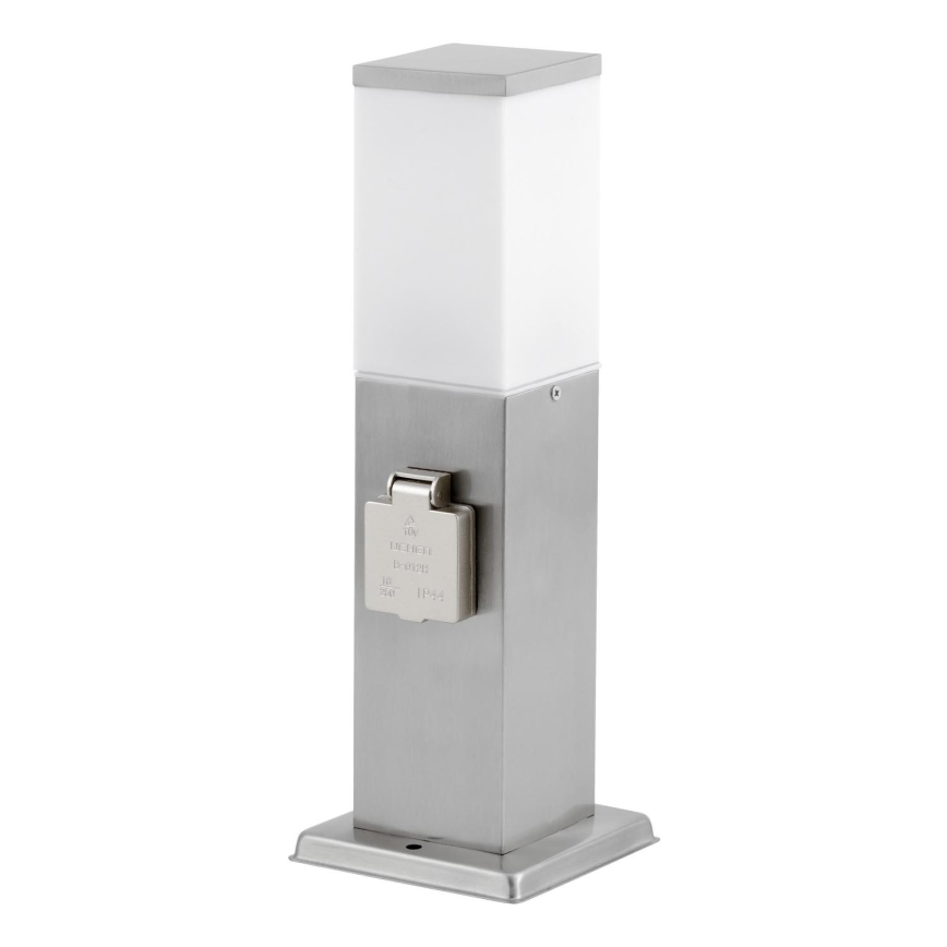 Zunanja svetilka z dvema vtičnicama SCHUKO 1xE27/20W/230V mat krom IP44