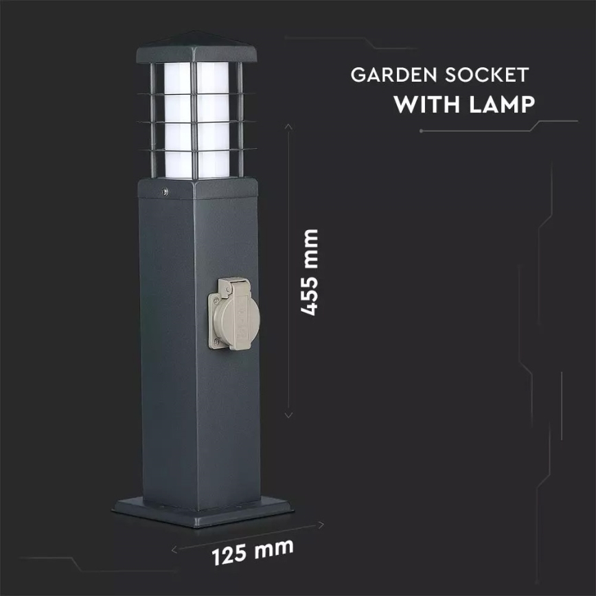 Zunanja svetilka z vtičnicami SCHUKO 1xE27/13W/230V IP44
