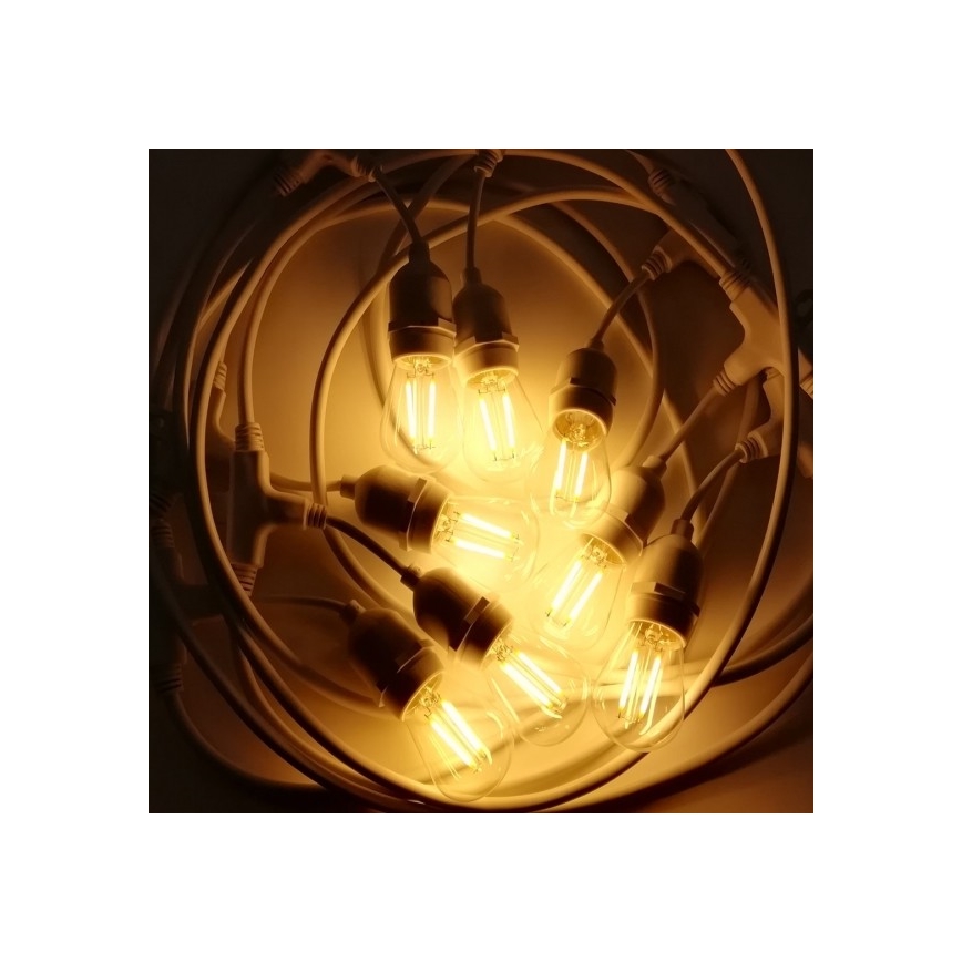 Zunanja veriga 15xE27/10W/230V 15 m IP44 bela