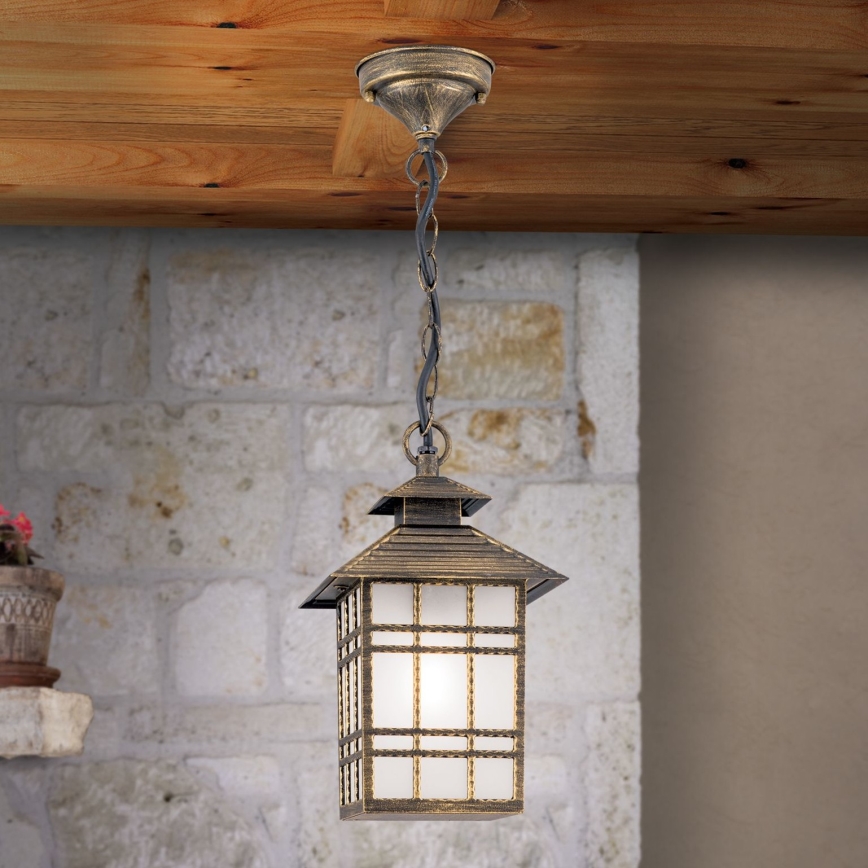 Zunanja viseča svetilka KIKO 1xE27/11W/230V IP44 bron/patina