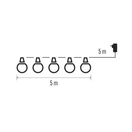 Zunanji LED dekorativni niz 10xLED/10m IP44 prozoren