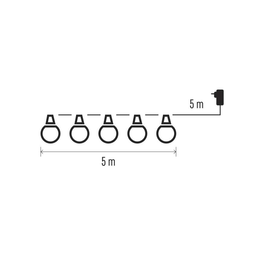 Zunanji LED dekorativni niz 10xLED/10m IP44 prozoren
