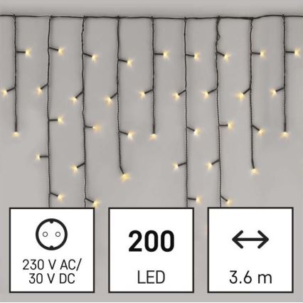 Zunanji LED niz 200xLED/8 načinov 8,6m IP44 topla bela