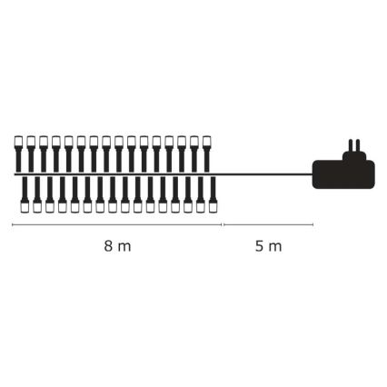 Zunanji LED niz 80 LED, 13 m, IP44, topla bela