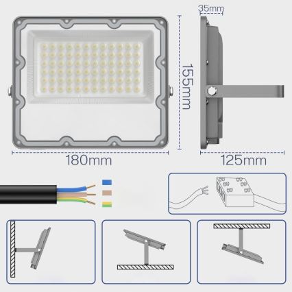 Zunanji LED reflektor LED/50W/230V 4500K IP65 siva