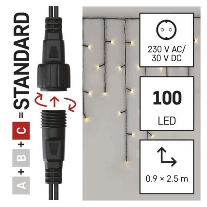 Zunanji LED svetlobni niz 100xLED/2,5x0,9m IP44 topla bela