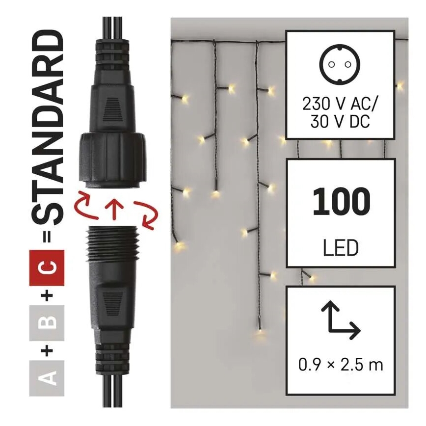 Zunanji LED svetlobni niz 100xLED/2,5x0,9m IP44 topla bela