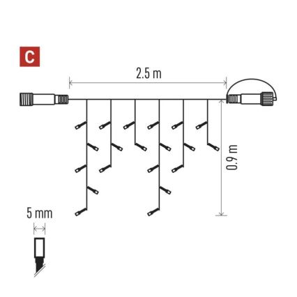 Zunanji LED svetlobni niz 100xLED/2,5x0,9m IP44 topla bela