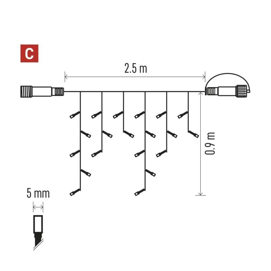 Zunanji LED svetlobni niz 100xLED/2,5x0,9m IP44 topla bela