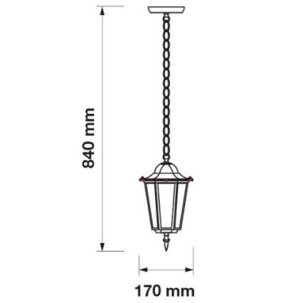 Zunanji lestenec na verigi 1xE27/40W/230V IP44 bel