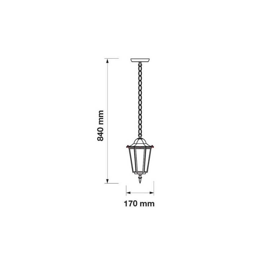 Zunanji lestenec na verigi 1xE27/40W/230V IP44 bel