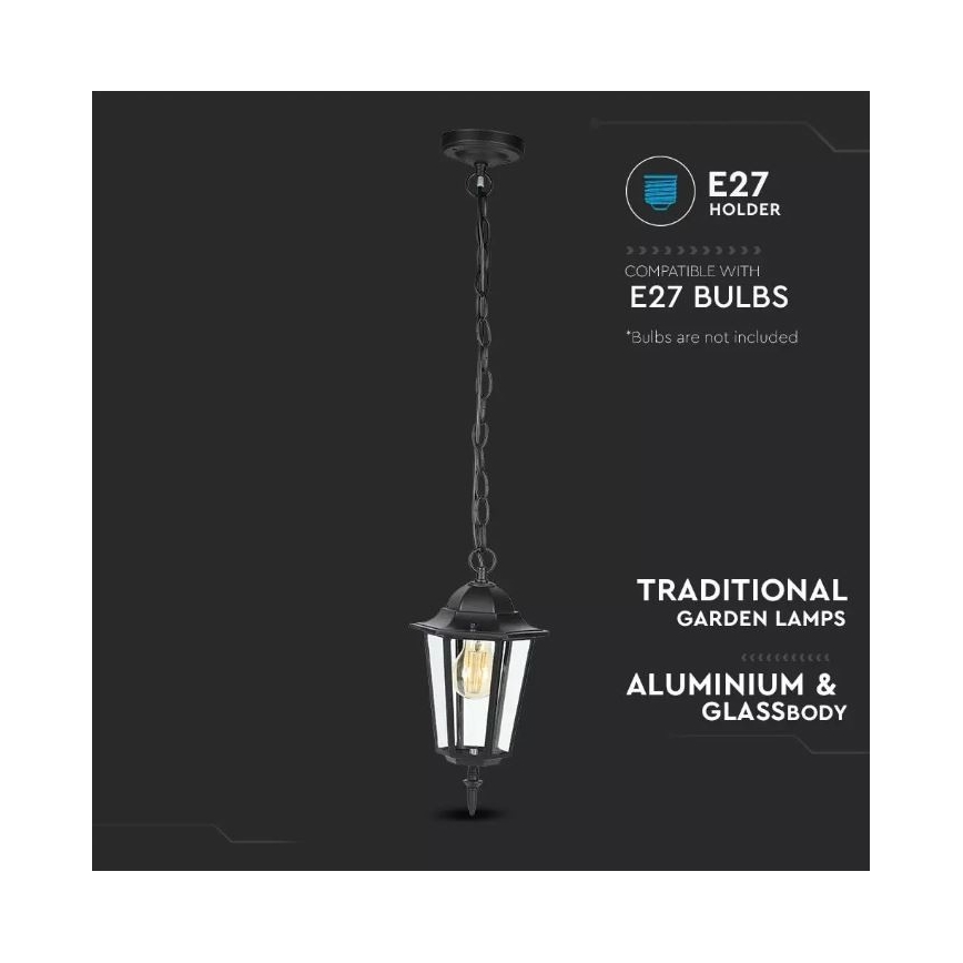 Zunanji lestenec na verigi 1xE27/40W/230V IP44 črn