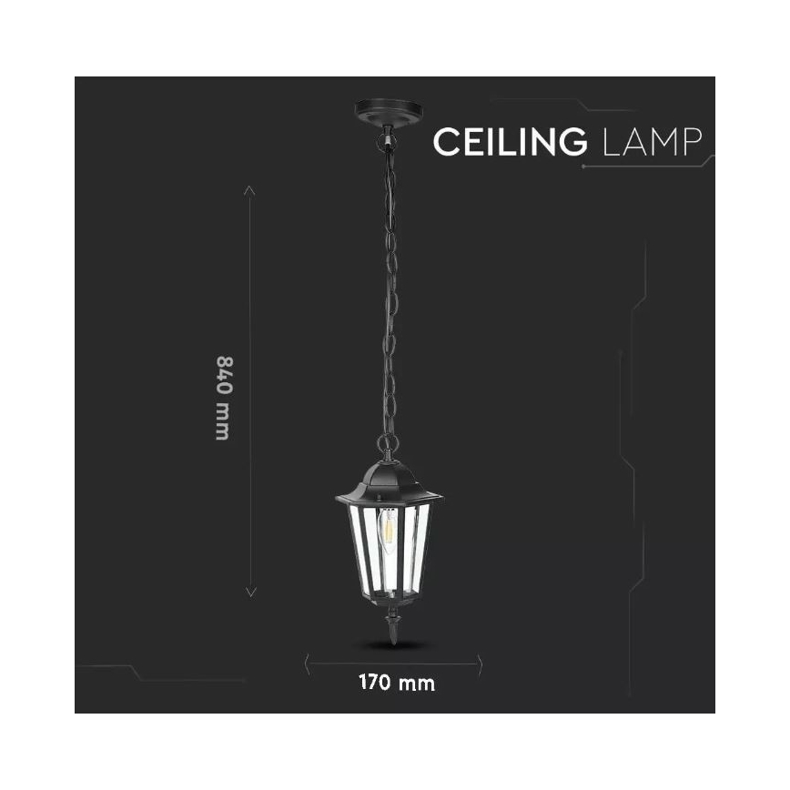 Zunanji lestenec na verigi 1xE27/40W/230V IP44 črn
