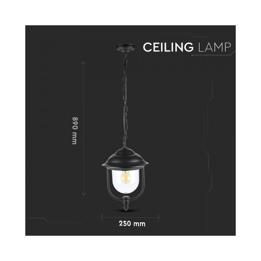 Zunanji lestenec na verigi 1xE27/60W/230V IP44 črna