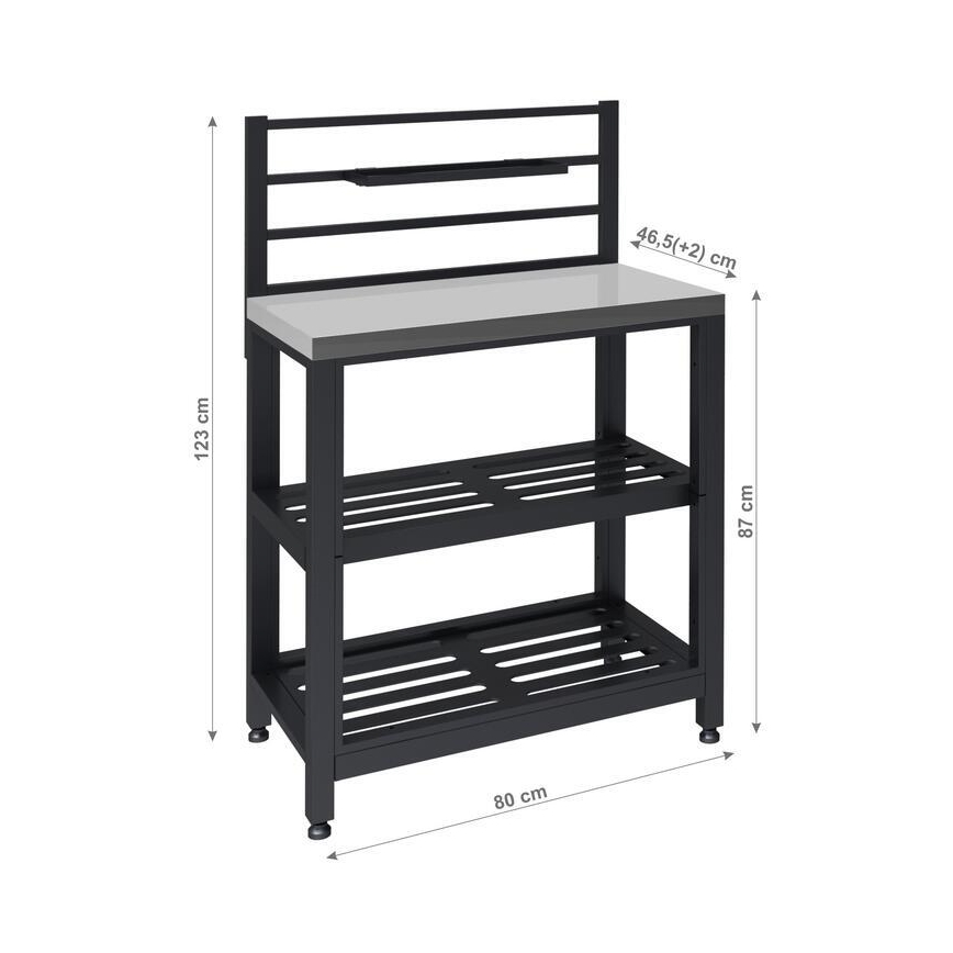 Zunanji modul: miza 80x47x123 cm, črna/nerjaveče jeklo