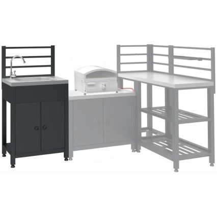 Zunanji modul miza z umivalnikom 60x47x123 cm črna/nerjaveče jeklo