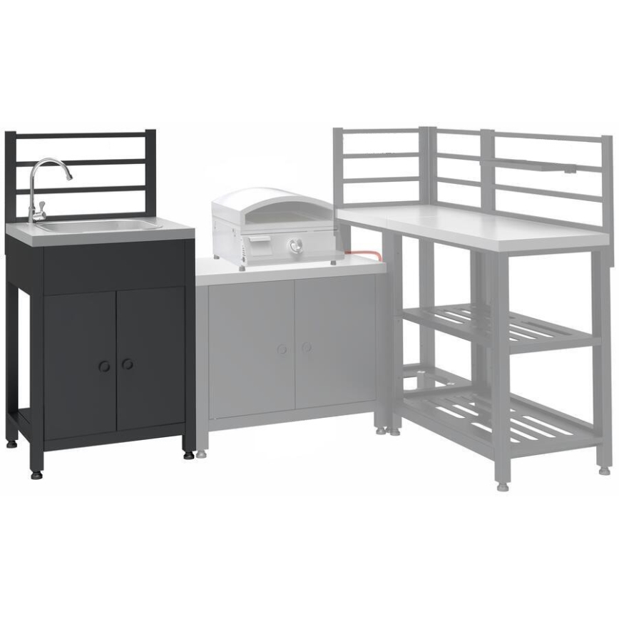 Zunanji modul miza z umivalnikom 60x47x123 cm črna/nerjaveče jeklo