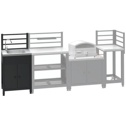 Zunanji modul miza z umivalnikom 60x47x123 cm črna/nerjaveče jeklo