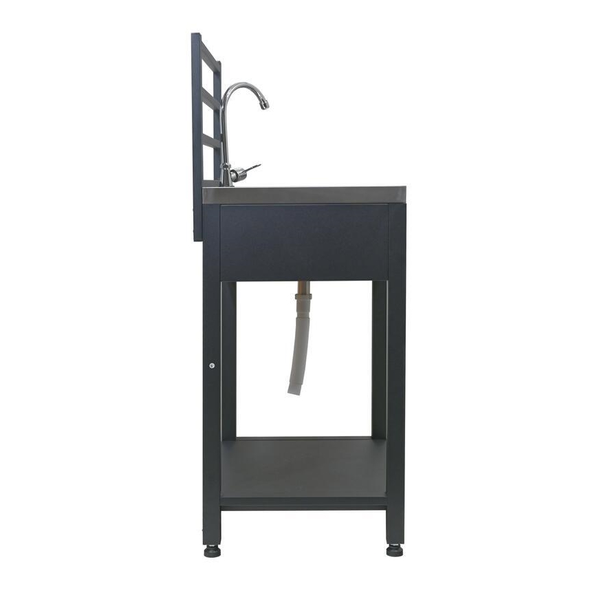 Zunanji modul miza z umivalnikom 60x47x123 cm črna/nerjaveče jeklo
