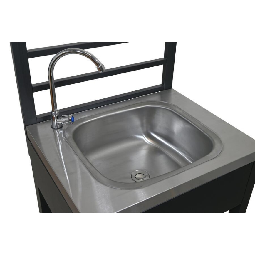 Zunanji modul miza z umivalnikom 60x47x123 cm črna/nerjaveče jeklo