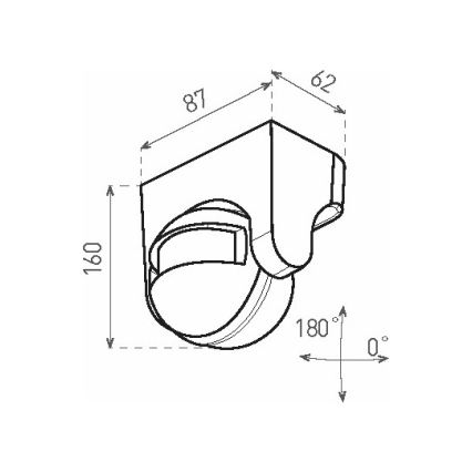 Zunanji PIR senzor gibanja 1200W/230V IP44 črn