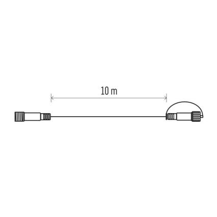 Zunanji podaljšni kabel za povezovalne verige 10 m IP44, bel