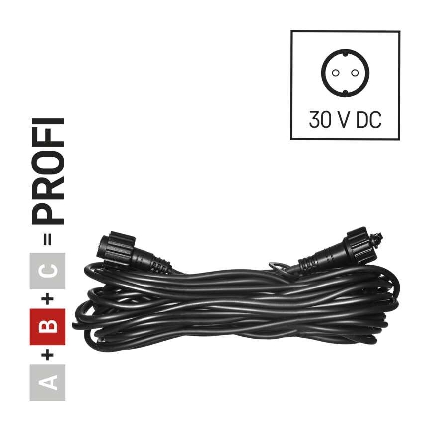 Zunanji podaljšni kabel za povezovalne verige 10 m IP44 črn