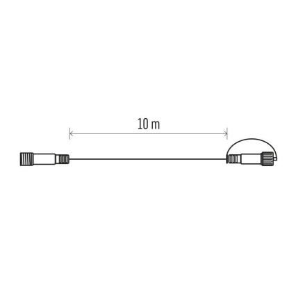 Zunanji podaljšni kabel za povezovalne verige 10 m IP44 črn