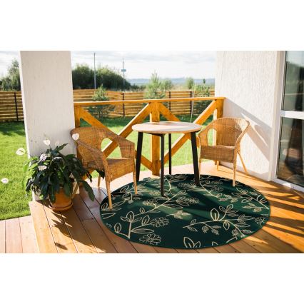 Zunanji preproga JUNGLE 135 cm zelena/listni vzorec