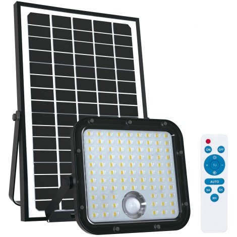 Zunanji solarni reflektor s senzorjem LED/30W/6,4V 4000K IP65 + daljinec