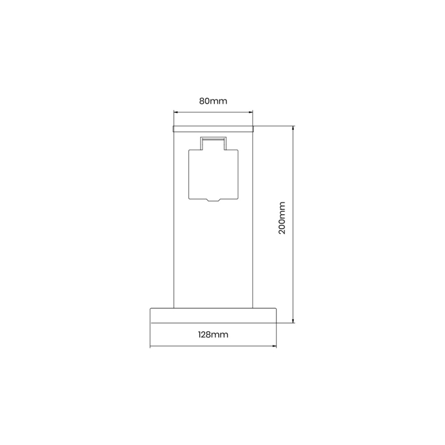 Zunanji stebriček z vtičnicami 1Z SCHUKO 230V IP44 20 cm črna