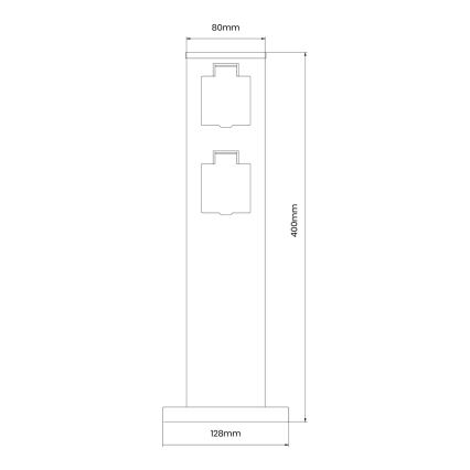 Zunanji stebriček z vtičnicami 2Z SCHUKO 230V IP44 40 cm črna