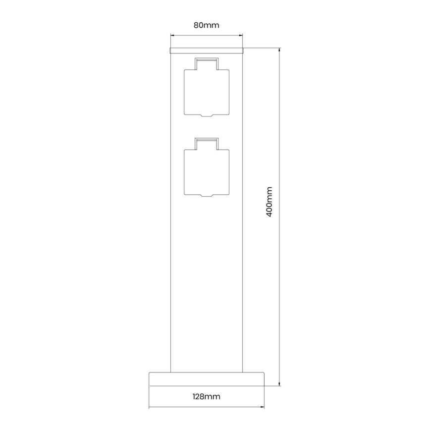 Zunanji stebriček z vtičnicami 2Z SCHUKO 230V IP44 40 cm črna
